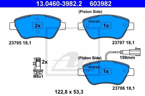Brake Pad Set, disc brake 13.0460-3982.2