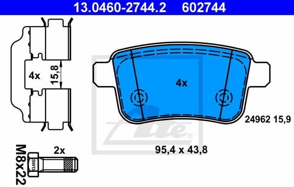 Brake Pad Set, disc brake 13.0460-2744.2