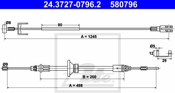Cable Pull, parking brake 24.3727-0796.2