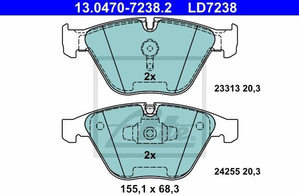 Brake Pad Set, disc brake ATE Ceramic 13.0470-7238.2
