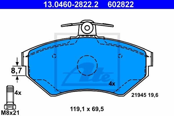 Brake Pad Set, disc brake 13.0460-2822.2