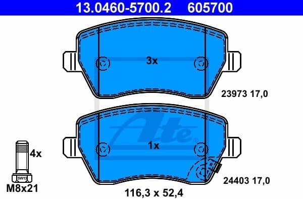 Brake Pad Set, disc brake 13.0460-5700.2
