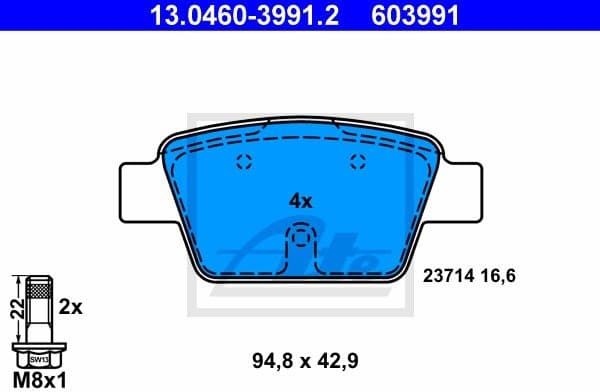 Brake Pad Set, disc brake 13.0460-3991.2