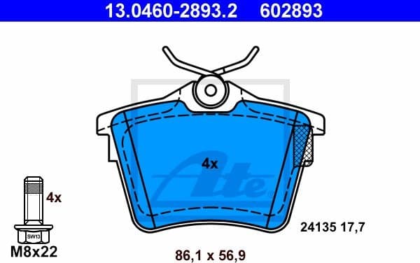Brake Pad Set, disc brake 13.0460-2893.2