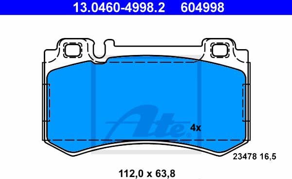 Brake Pad Set, disc brake 13.0460-4998.2