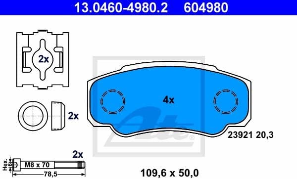 Brake Pad Set, disc brake 13.0460-4980.2