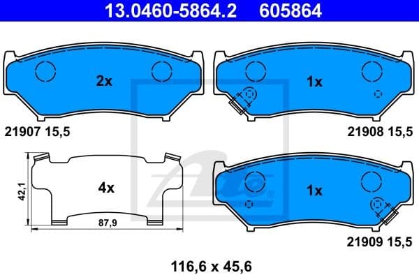 Brake Pad Set, disc brake 13.0460-5864.2