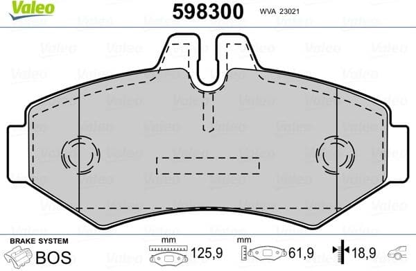 Brake Pad Set, disc brake 598300
