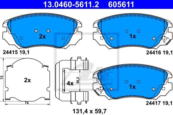 Brake Pad Set, disc brake 13.0460-5611.2