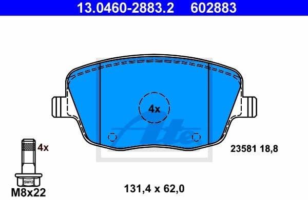 Brake Pad Set, disc brake 13.0460-2883.2