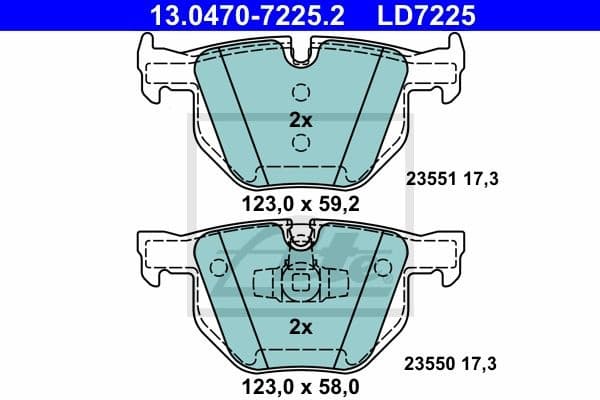 Brake Pad Set, disc brake ATE Ceramic 13.0470-7225.2