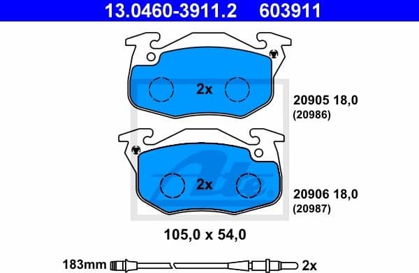 Brake Pad Set, disc brake 13.0460-3911.2