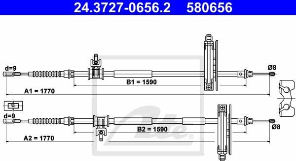 Cable Pull, parking brake 24.3727-0656.2
