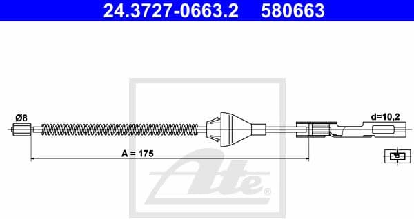 Cable Pull, parking brake 24.3727-0663.2