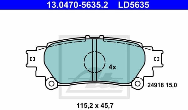 Brake Pad Set, disc brake ATE Ceramic 13.0470-5635.2