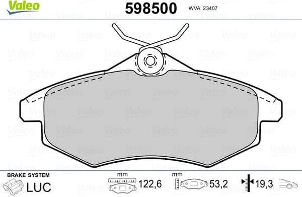 Brake Pad Set, disc brake 598500