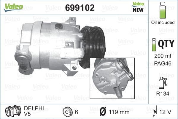 Compressor, air conditioning VALEO CORE-FLEX 699102