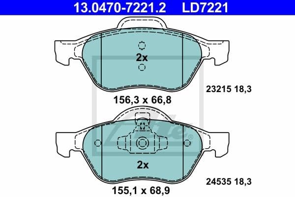 Brake Pad Set, disc brake ATE Ceramic 13.0470-7221.2