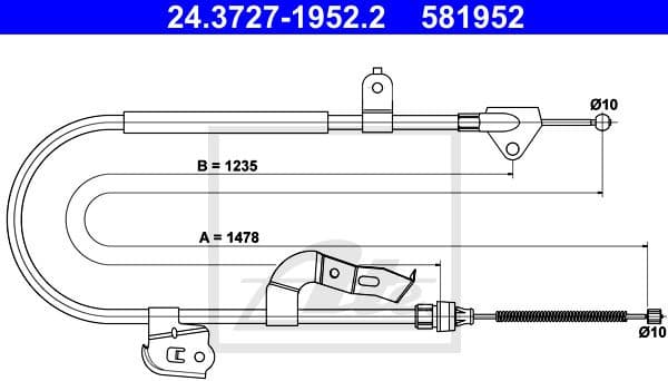 Cable Pull, parking brake 24.3727-1952.2