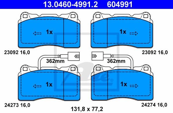 Brake Pad Set, disc brake 13.0460-4991.2