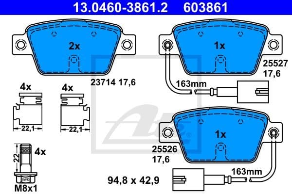 Brake Pad Set, disc brake 13.0460-3861.2