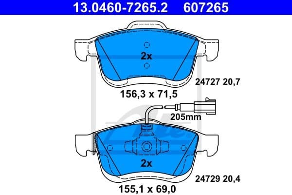 Brake Pad Set, disc brake 13.0460-7265.2