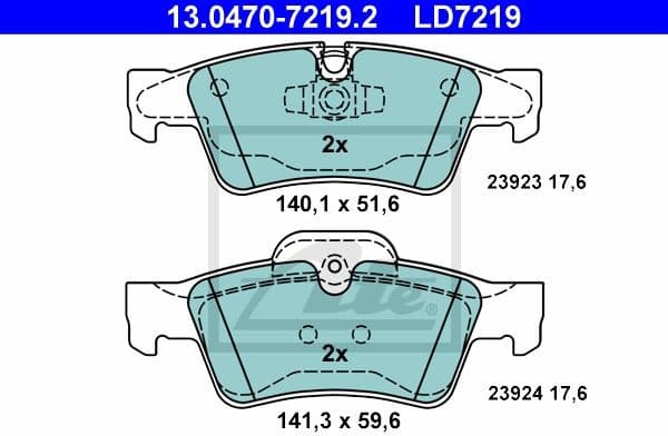 Brake Pad Set, disc brake ATE Ceramic 13.0470-7219.2