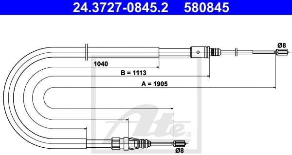 Cable Pull, parking brake 24.3727-0845.2