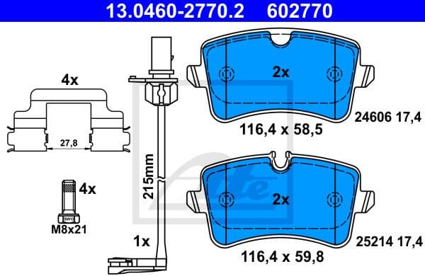 Brake Pad Set, disc brake 13.0460-2770.2