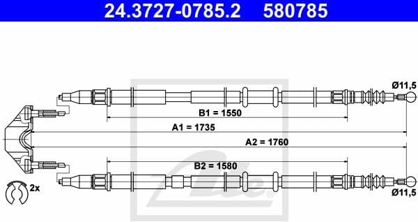 Cable Pull, parking brake 24.3727-0785.2