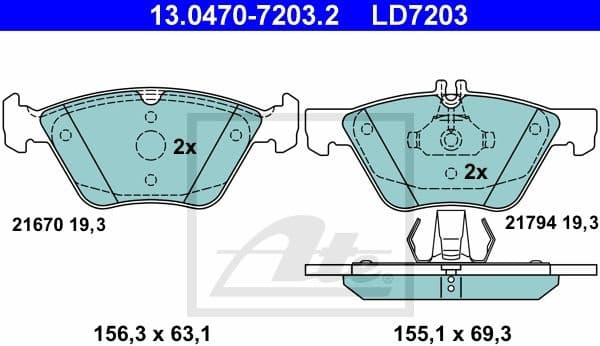 Brake Pad Set, disc brake ATE Ceramic 13.0470-7203.2