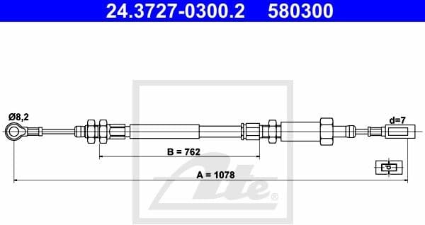 Cable Pull, parking brake 24.3727-0300.2