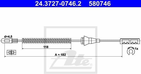 Cable Pull, parking brake 24.3727-0746.2