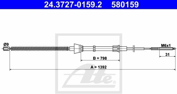 Cable Pull, parking brake 24.3727-0159.2
