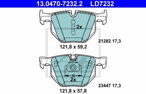 Brake Pad Set, disc brake ATE Ceramic 13.0470-7232.2