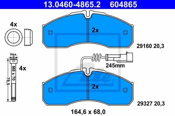 Brake Pad Set, disc brake 13.0460-4865.2