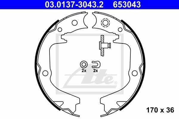 Brake Shoe Set, parking brake 03.0137-3043.2