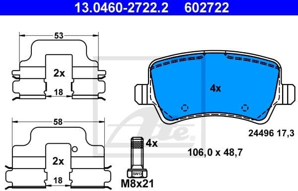 Brake Pad Set, disc brake 13.0460-2722.2