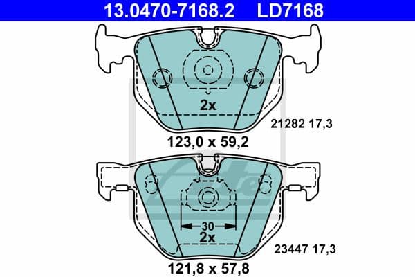 Brake Pad Set, disc brake ATE Ceramic 13.0470-7168.2