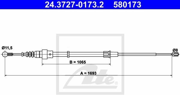 Cable Pull, parking brake 24.3727-0173.2