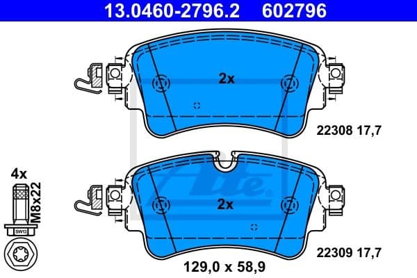 Brake Pad Set, disc brake 13.0460-2796.2