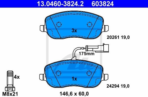 Brake Pad Set, disc brake 13.0460-3824.2