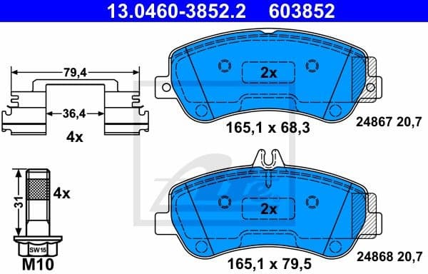 Brake Pad Set, disc brake 13.0460-3852.2
