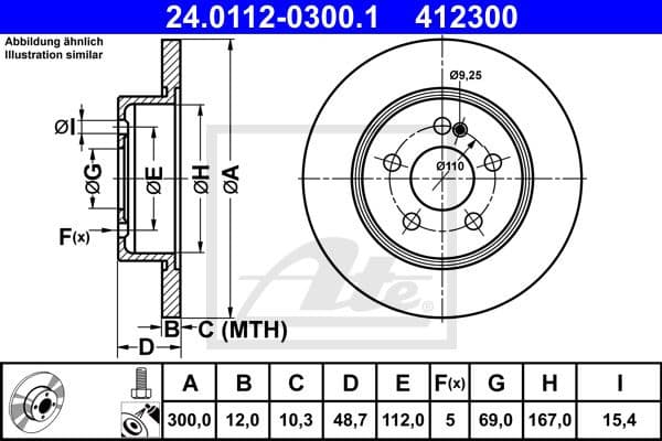 Brake discs kit rear, (2pcs), Top Quality 24.0112-0300.1