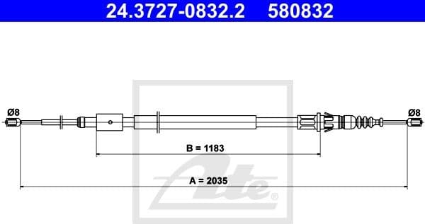 Cable Pull, parking brake 24.3727-0832.2