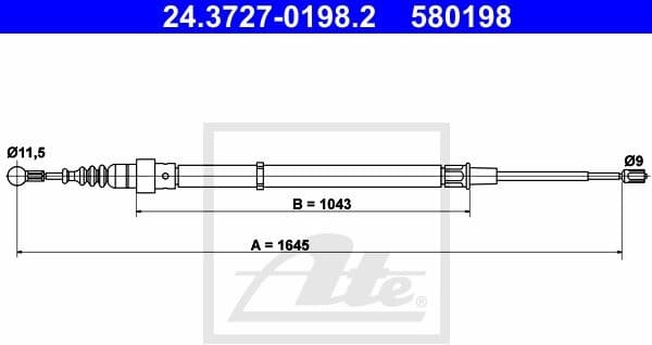 Cable Pull, parking brake 24.3727-0198.2
