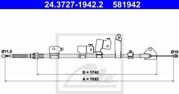 Cable Pull, parking brake 24.3727-1942.2