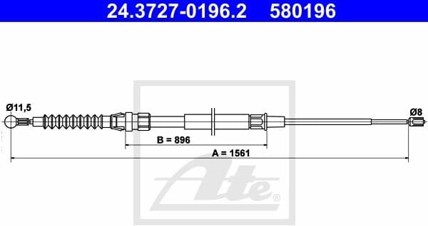Cable Pull, parking brake 24.3727-0196.2