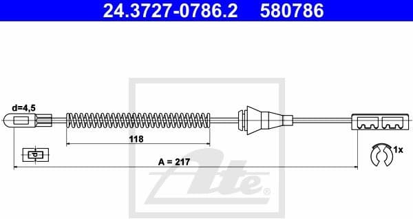 Cable Pull, parking brake 24.3727-0786.2