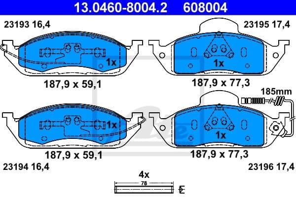 Brake Pad Set, disc brake 13.0460-8004.2